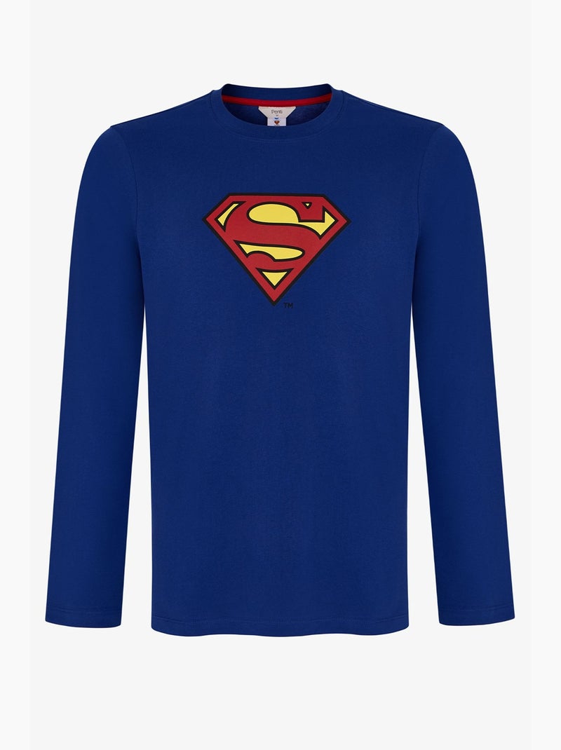 Pigiama da uomo superman a quadri con maniche lunghe penti Blu - Kiabi