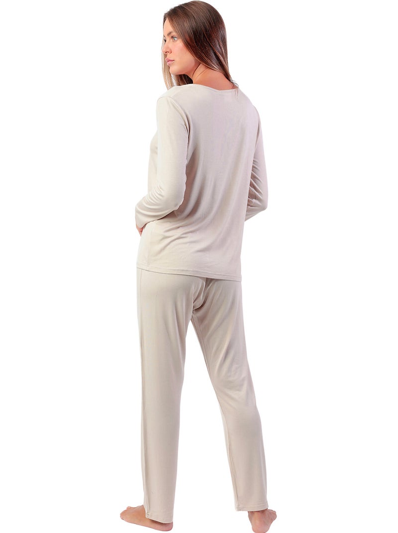 Pigiama di lusso a maniche lunghe da donna ADMAS LUXURY Ecru - Kiabi