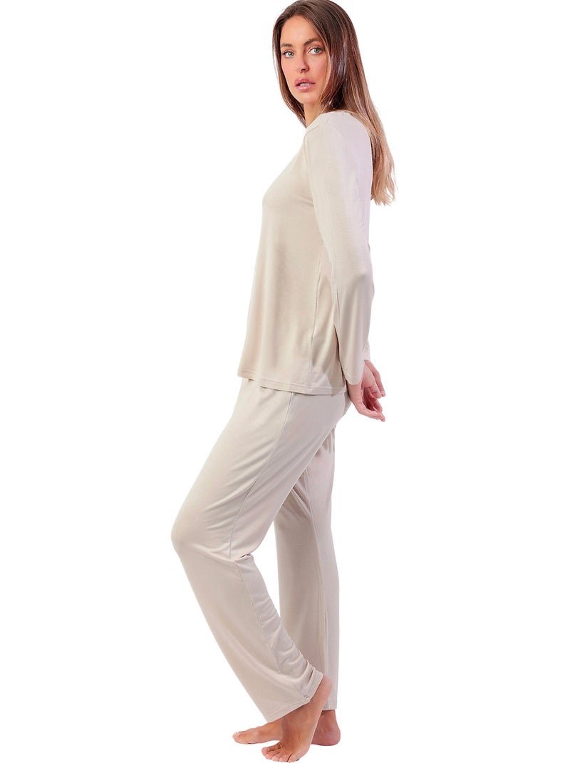 Pigiama di lusso a maniche lunghe da donna ADMAS LUXURY Ecru - Kiabi