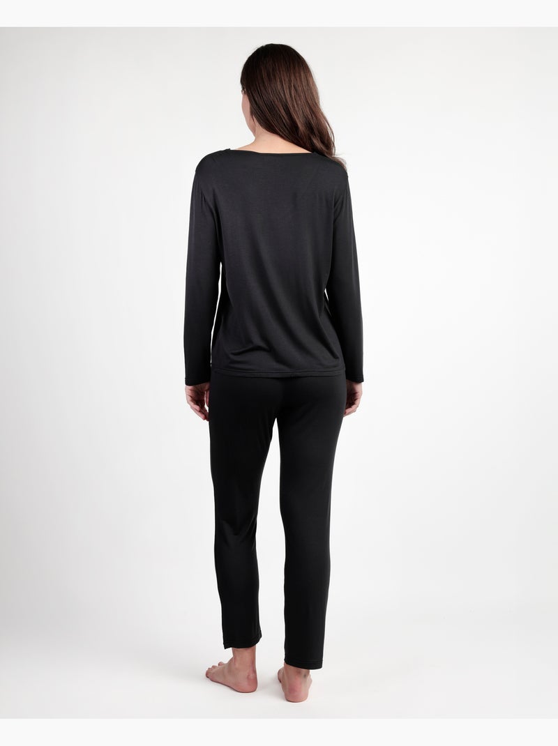 Pigiama di lusso a maniche lunghe da donna ADMAS LUXURY Nero - Kiabi