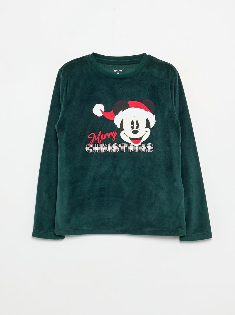 Pigiama 'Disney' 'Mickey' 2 pezzi in pile - T-shirt a maniche lunghe + pantaloni Verde scuro - Kiabi