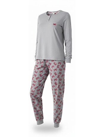 Pigiama donna cotone pile ricamo lurex ozabi