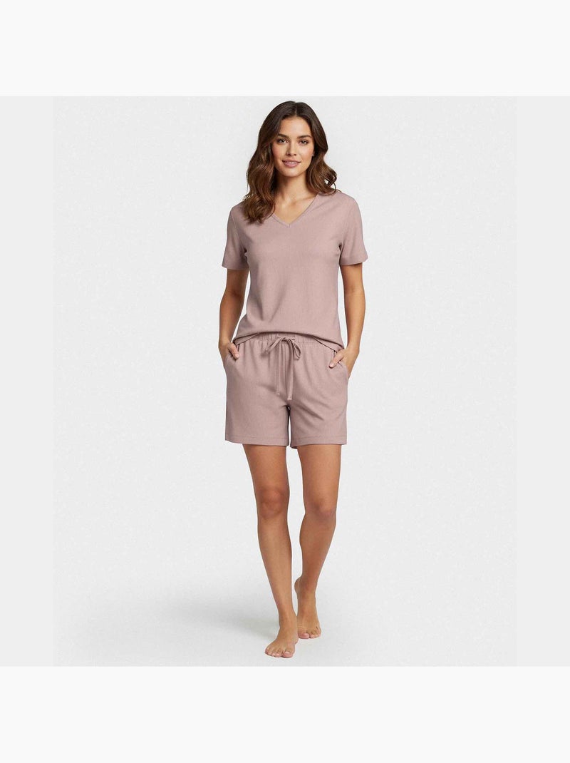 Pigiama donna in lyocell maniche corte | Impetus Rosa antico - Kiabi