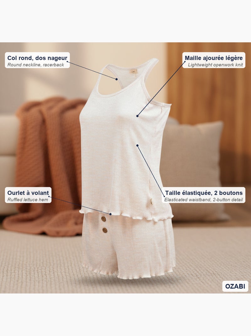 Pigiama Donna INFINITIF PARIS Canottiera e Pantaloncini Maglia Morbida Rosa - Kiabi