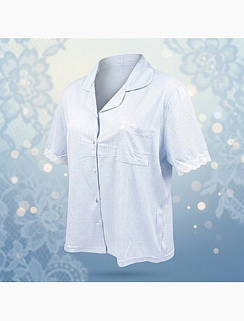 Pigiama Donna Lungo Abbottonato Pizzo OZABI
