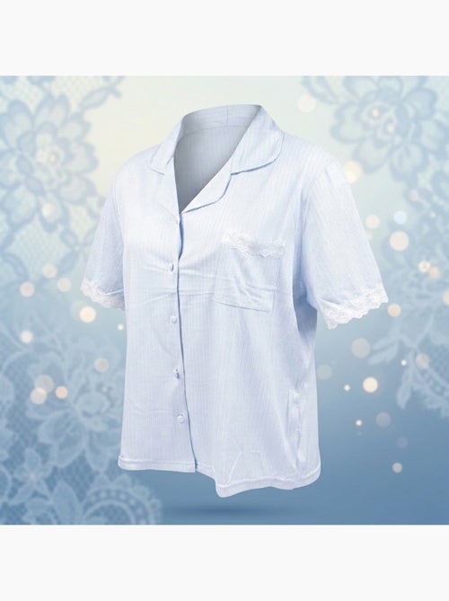 Pigiama Donna Lungo Abbottonato Pizzo OZABI - Kiabi Pigiama Donna Lungo Abbottonato Pizzo OZABI - Kiabi