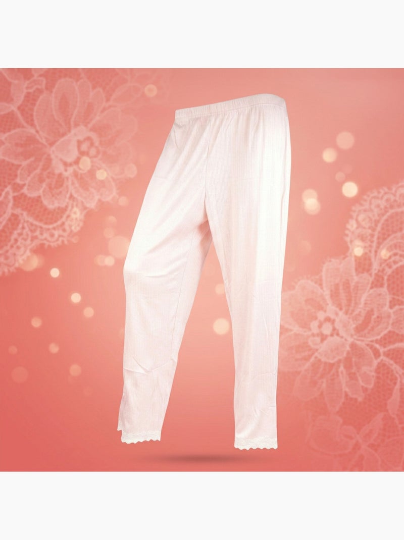 Pigiama Donna Lungo Abbottonato Pizzo OZABI Rosa - Kiabi