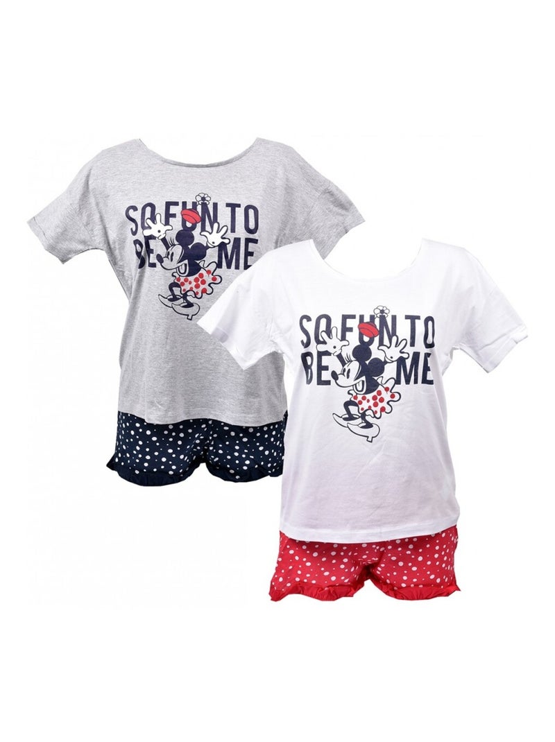 Pigiama Donna MINNIE in Cotone - Confezione da 2 Grigio bianco - Kiabi