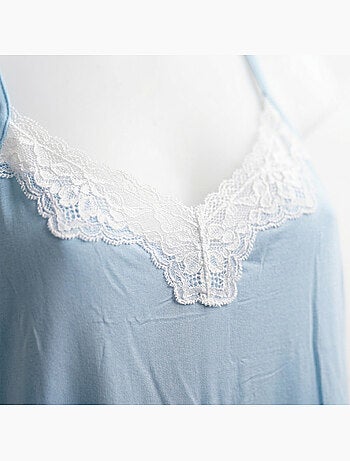 Pigiama donna ozabi 2 pezzi viscosa pizzo floreale cintura