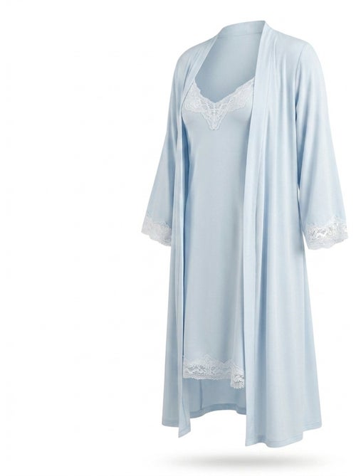 Pigiama donna ozabi 2 pezzi viscosa pizzo floreale cintura - Kiabi Pigiama donna ozabi 2 pezzi viscosa pizzo floreale cintura - Kiabi