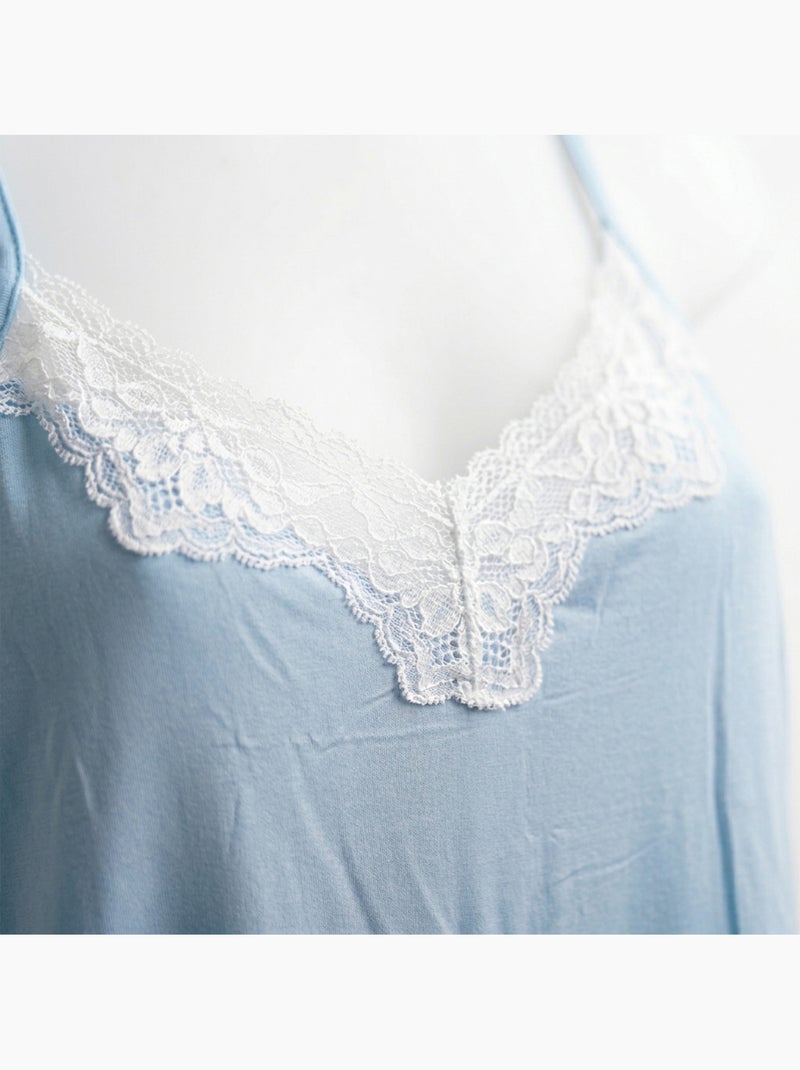 Pigiama donna ozabi 2 pezzi viscosa pizzo floreale cintura Blu - Kiabi