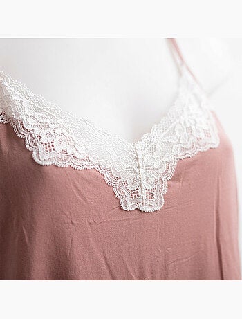 Pigiama donna ozabi 2 pezzi viscosa pizzo floreale cintura