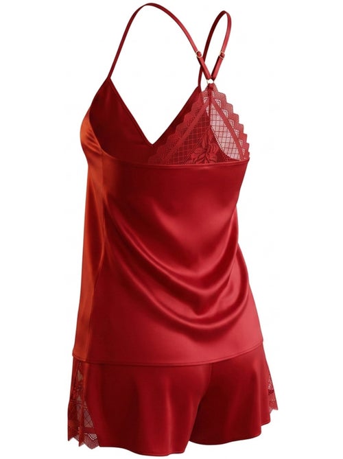 Pigiama donna raso canotta pizzo scollo V touch seta OZABI - Kiabi Pigiama donna raso canotta pizzo scollo V touch seta OZABI - Kiabi