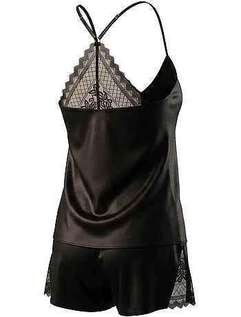 Pigiama donna raso canotta pizzo scollo V touch seta OZABI