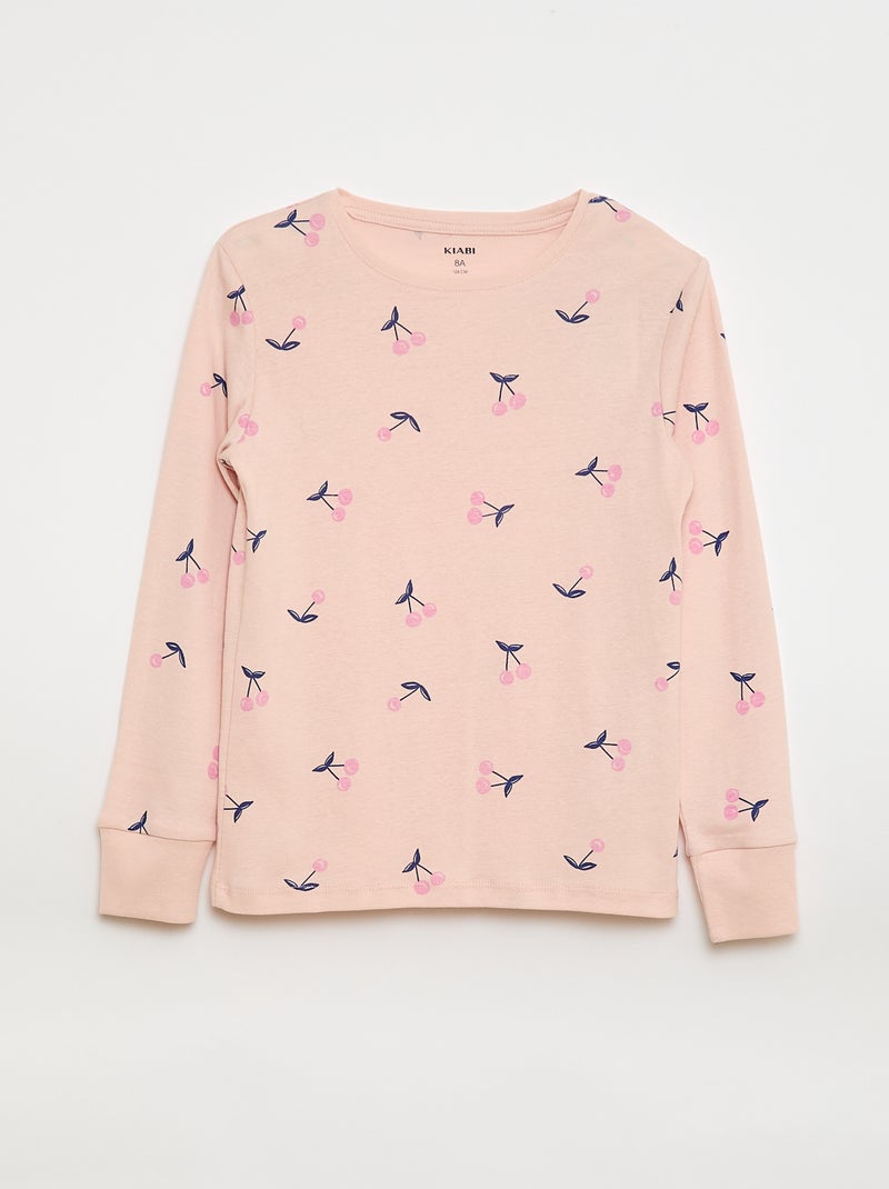 Pigiama due pezzi con stampa, composto da t-shirt e pantaloni Rosa - Kiabi