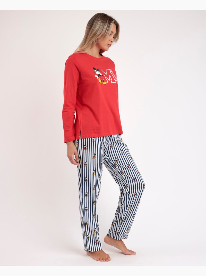 Pigiama estivo a maniche lunghe da donna DISNEY Mickey Ny Rosso - Kiabi