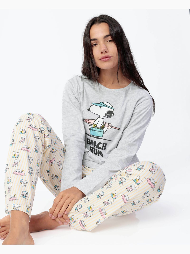 Pigiama estivo a maniche lunghe da donna PEANUTS Grigio melangiato - Kiabi