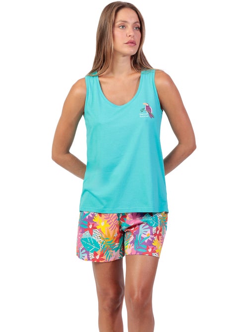 Pigiama estivo tropicale senza maniche da donna ADMAS - Kiabi Pigiama estivo tropicale senza maniche da donna ADMAS - Kiabi