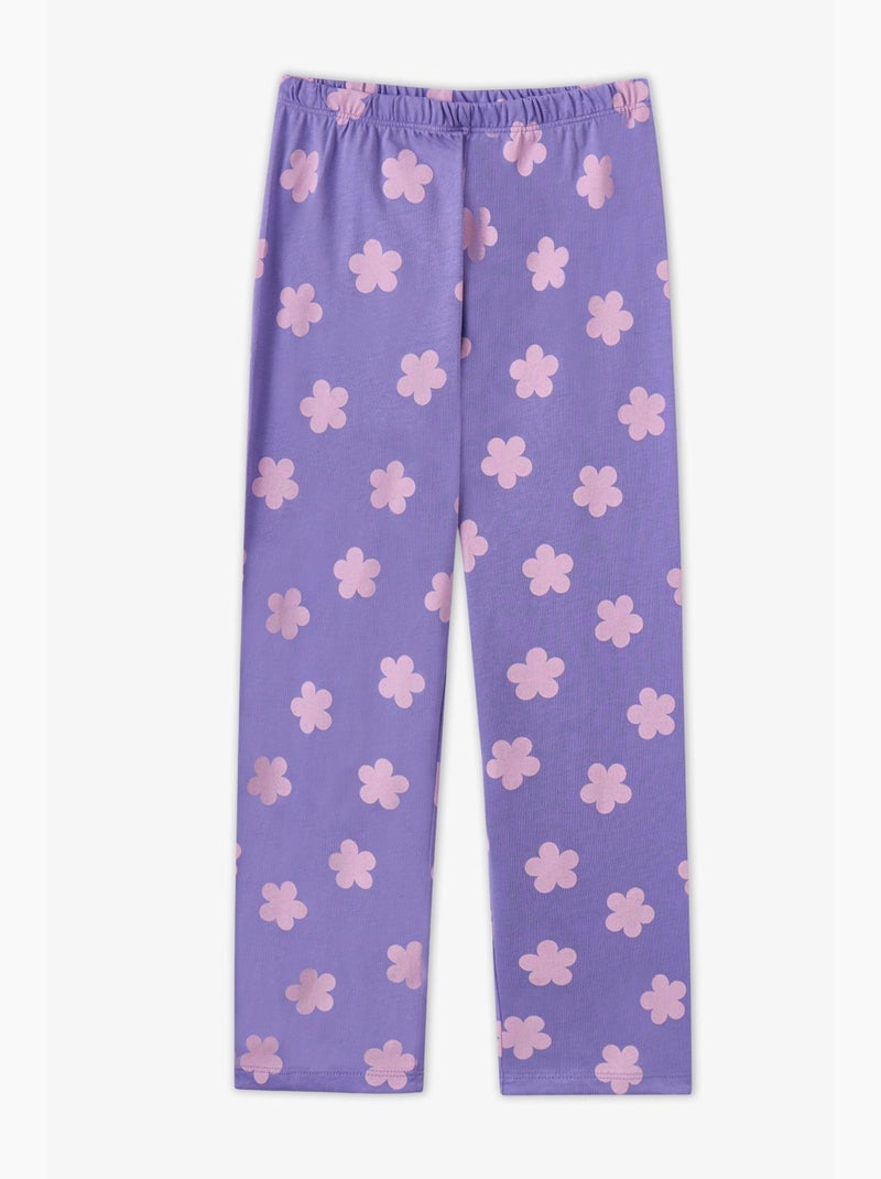 Pigiama feel better con stampa gatto, camicia con bottoni manica lunga e pantaloni penti Lavanda - Kiabi