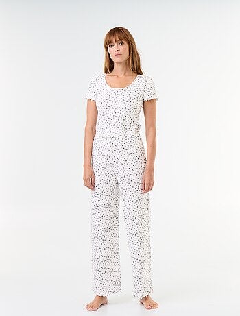 Pigiama goffrato t-shirt + pantaloni a fantasia - 2 pezzi