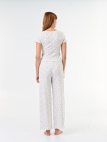 Pigiama goffrato t-shirt + pantaloni a fantasia - 2 pezzi