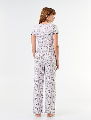 Pigiama goffrato t-shirt + pantaloni a fantasia - 2 pezzi