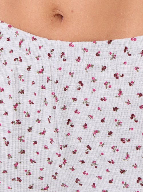 Pigiama goffrato t-shirt + pantaloni a fantasia - 2 pezzi - Kiabi