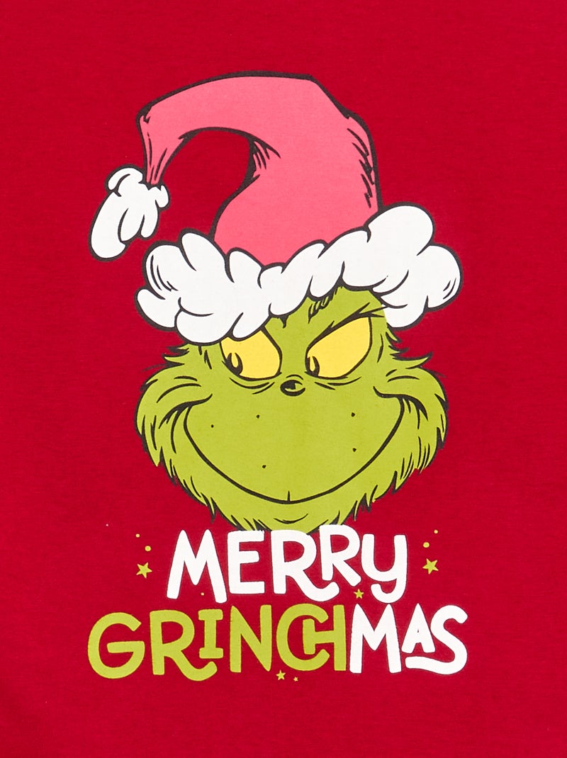 Pigiama \'Grinch\' 2 pezzi - T-shirt a maniche lunghe + pantaloni Rosso - Kiabi