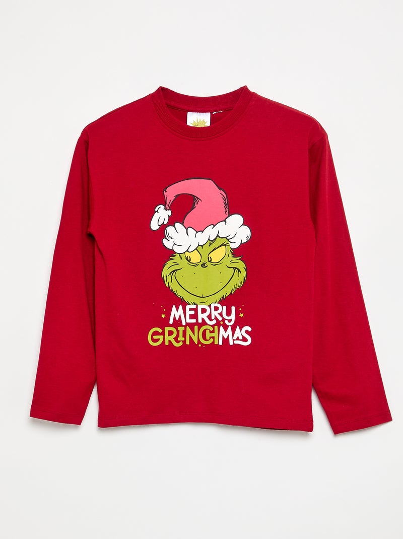 Pigiama \'Grinch\' 2 pezzi - T-shirt a maniche lunghe + pantaloni Rosso - Kiabi