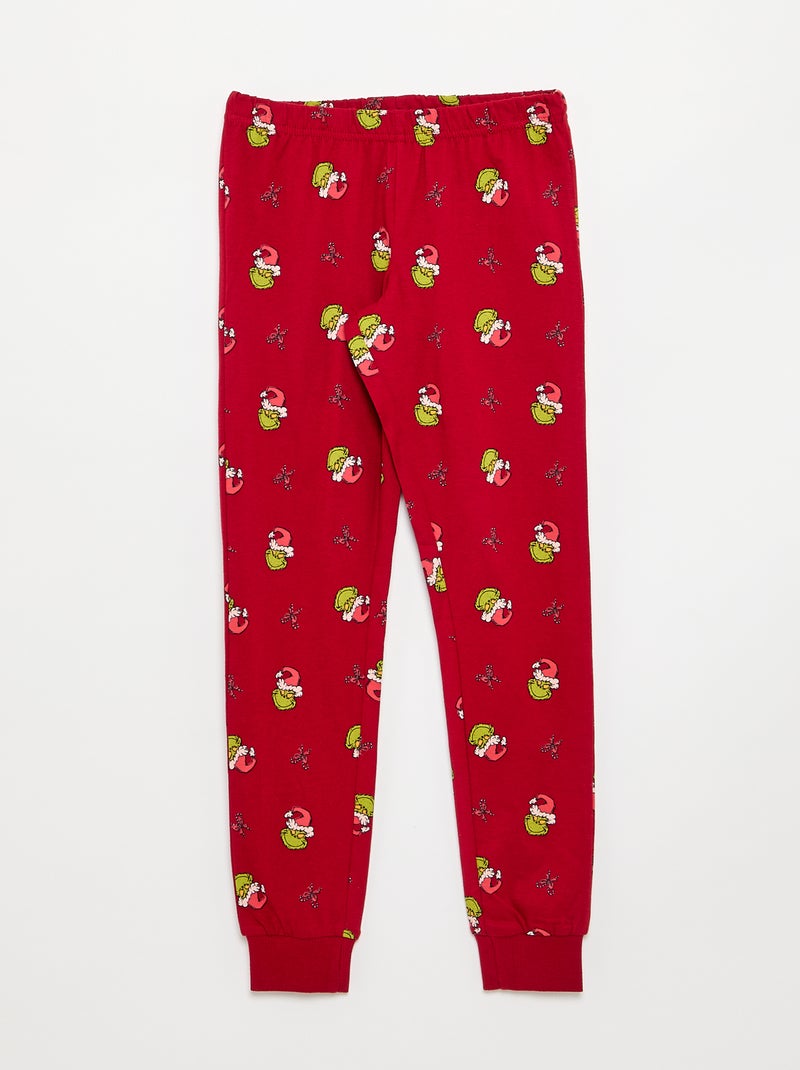 Pigiama \'Grinch\' 2 pezzi - T-shirt a maniche lunghe + pantaloni Rosso - Kiabi