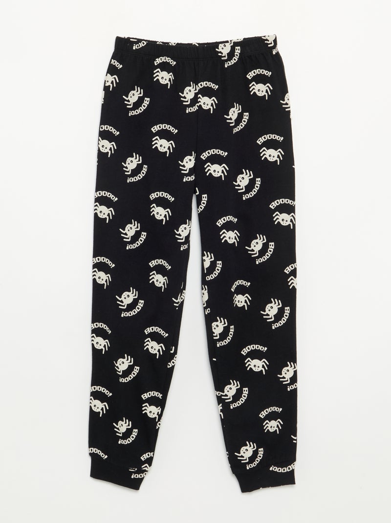 Pigiama 'Halloween' 2 pezzi - T-shirt a maniche lunghe + pantaloni Nero - Kiabi