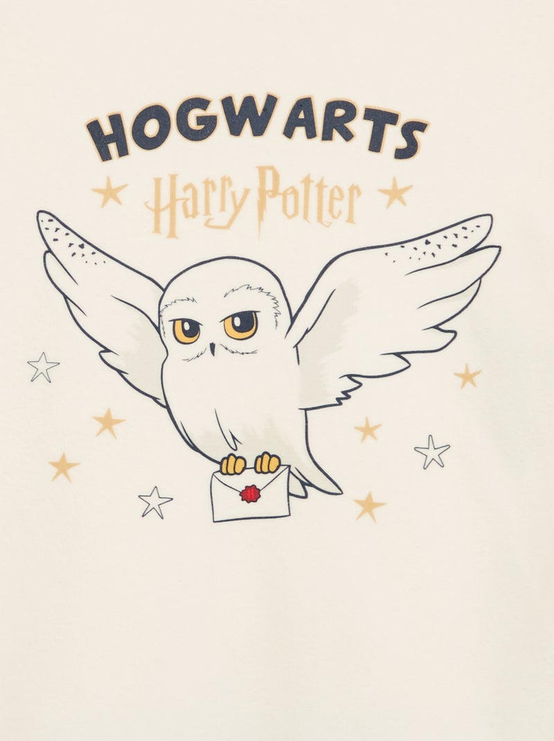 Pigiama "Harry Potter" 2 pezzi in pile - T-shirt a maniche lunghe + pantaloni Bianco Ecru - Kiabi