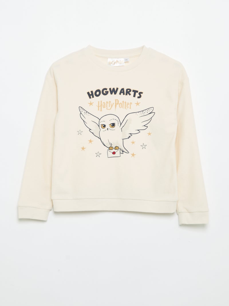 Pigiama "Harry Potter" 2 pezzi in pile - T-shirt a maniche lunghe + pantaloni Bianco Ecru - Kiabi