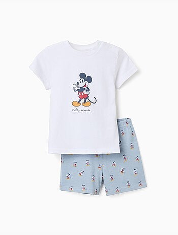 Pigiama in cotone a manica corta con Mickey