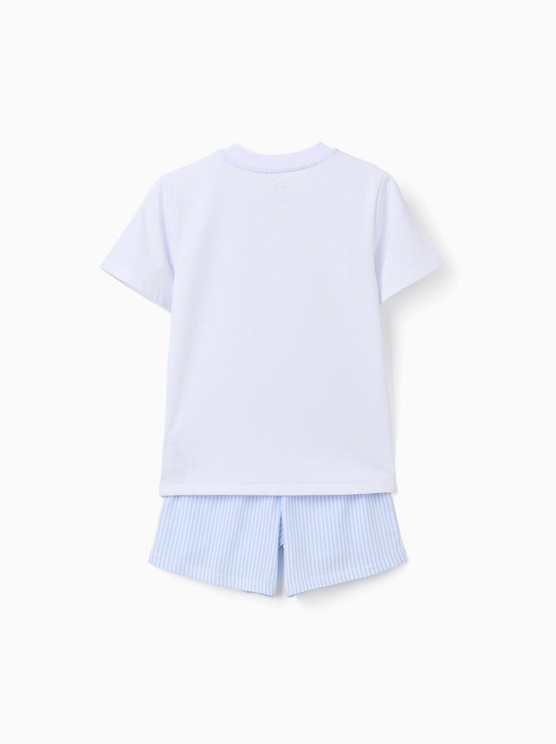 Pigiama in cotone a manica corta con righe Bianco - Kiabi