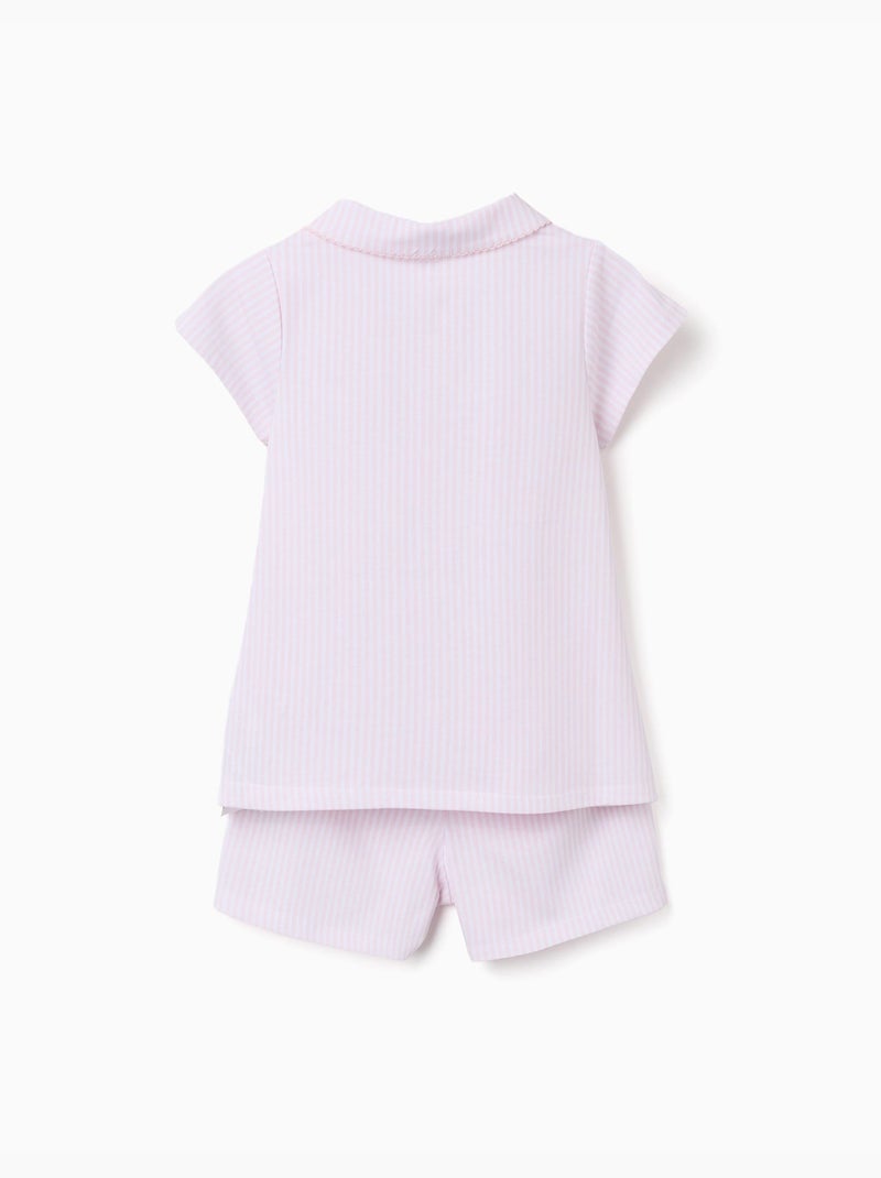 Pigiama in cotone a manica corta con righe Rosa chiaro - Kiabi