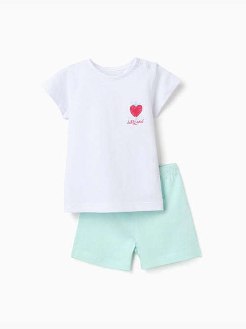 Pigiama in cotone a manica corta con stampa a cuore - Kiabi