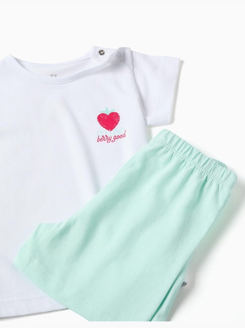 Pigiama in cotone a manica corta con stampa a cuore - Kiabi