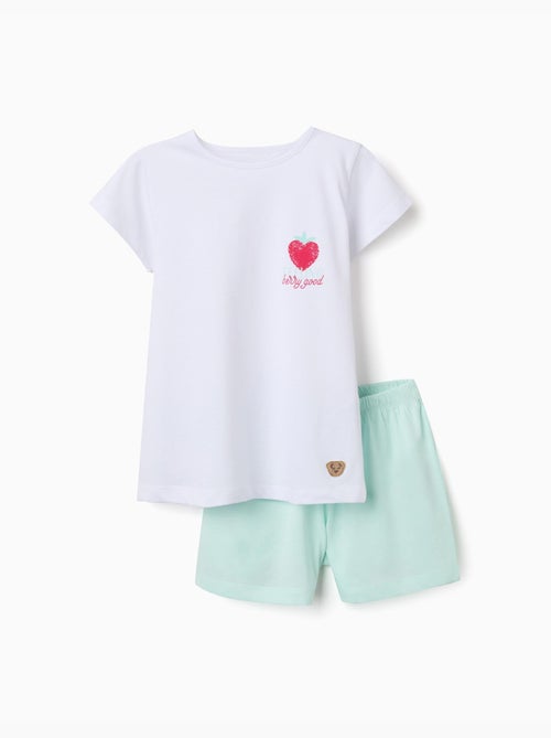 Pigiama in cotone a manica corta con stampa cuore - Kiabi