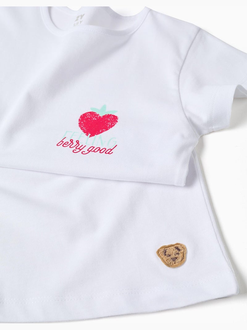 Pigiama in cotone a manica corta con stampa cuore Bianco - Kiabi