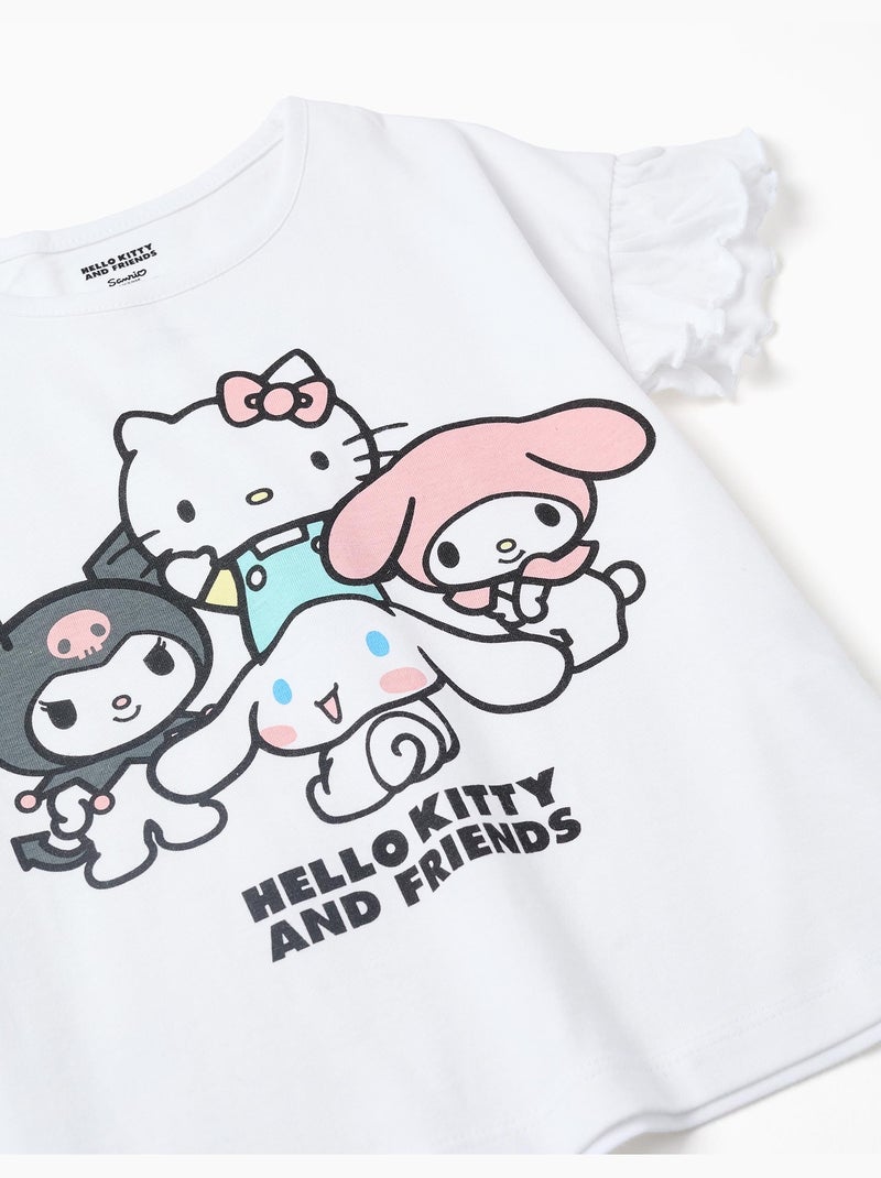 Pigiama in cotone a manica corta con stampa Hello Kitty Bianco - Kiabi