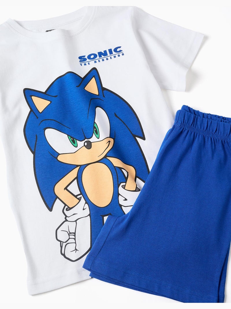 Pigiama in cotone a manica corta con stampa Sonic Bianco - Kiabi