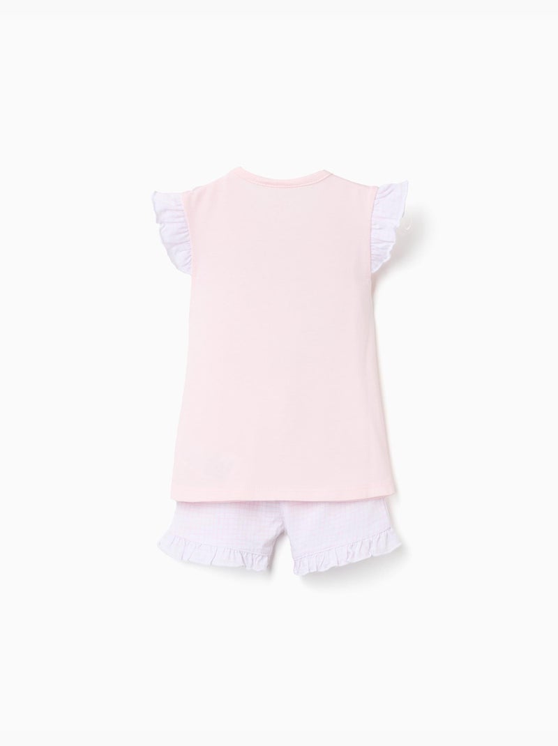 Pigiama in cotone a manica corta con stampa Stitch Rosa chiaro - Kiabi
