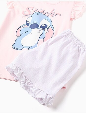 Pigiama in cotone a manica corta con stampa Stitch