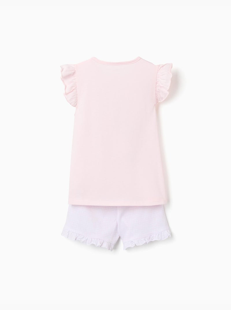 Pigiama in cotone a manica corta con stampa Stitch Rosa chiaro - Kiabi