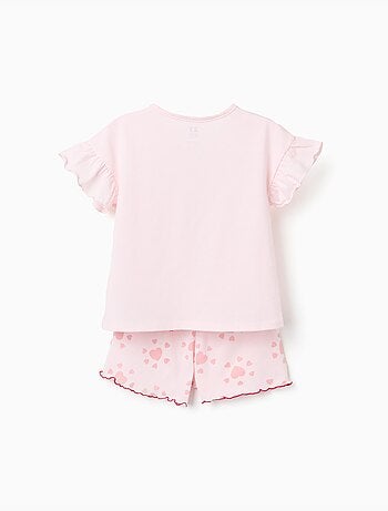 Pigiama in cotone a manica corta con stampe di cuori