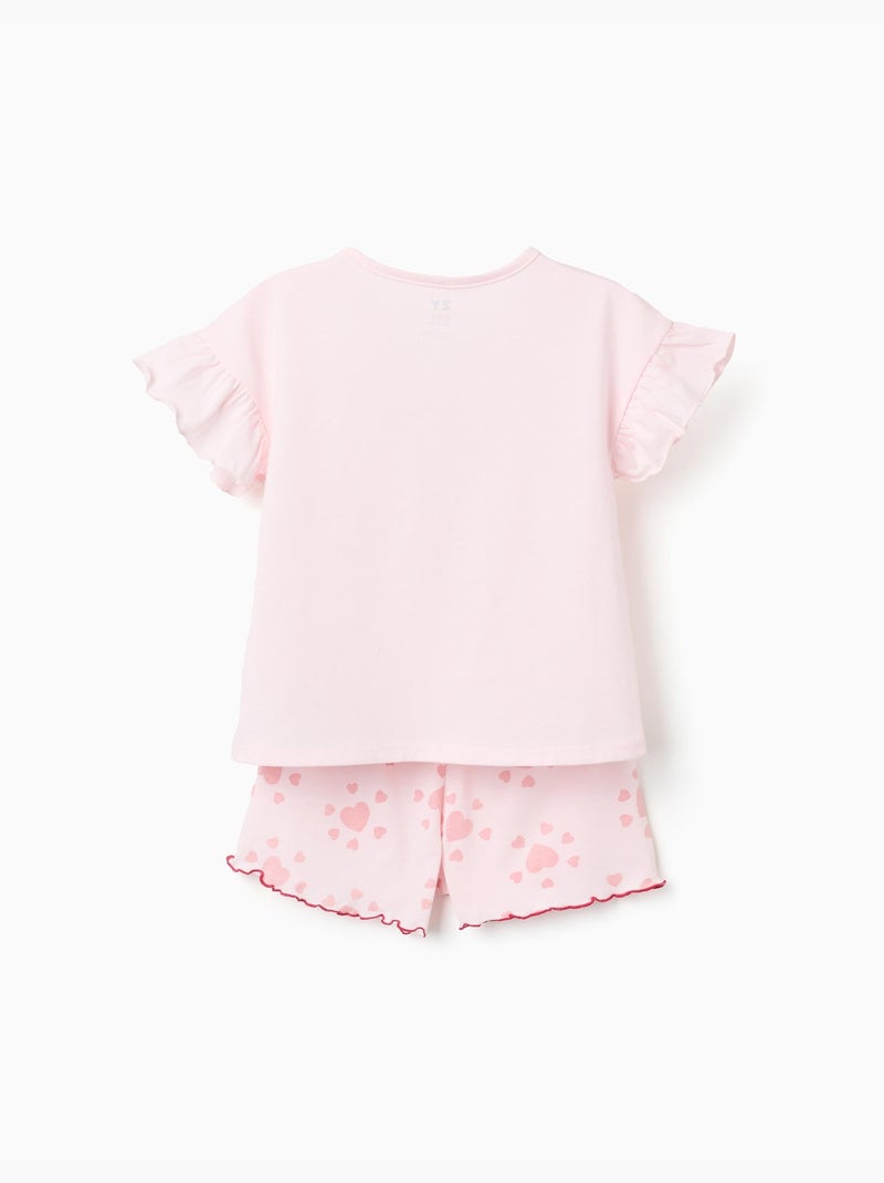 Pigiama in cotone a manica corta con stampe di cuori Rosa - Kiabi