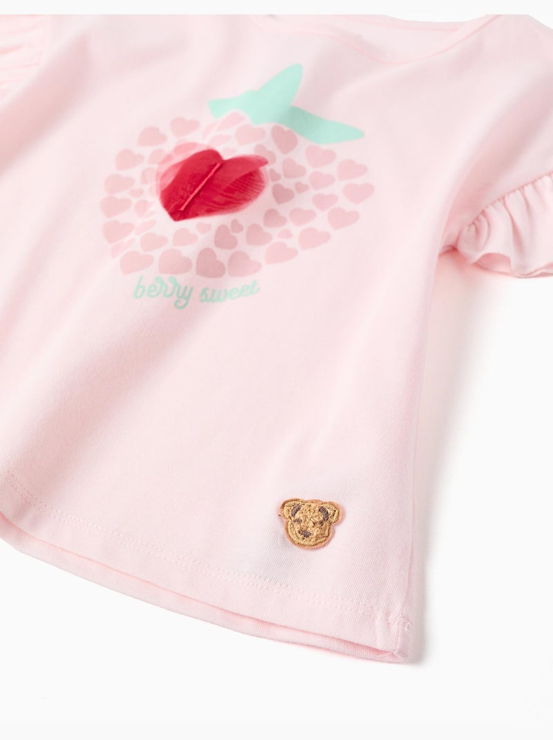 Pigiama in cotone a manica corta con stampe di cuori Rosa - Kiabi