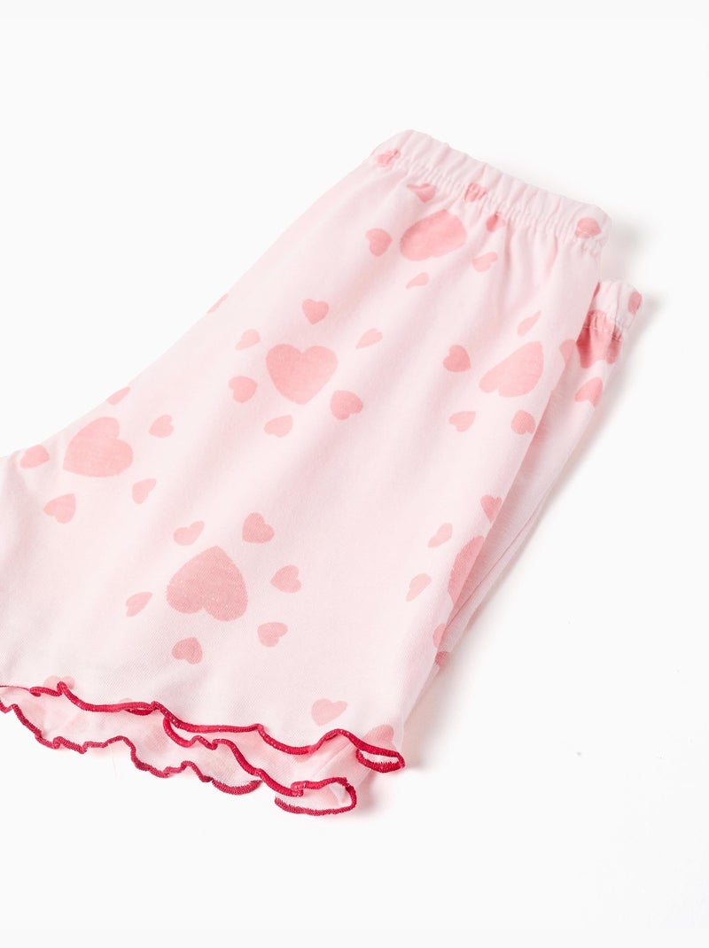Pigiama in cotone a manica corta con stampe di cuori Rosa - Kiabi