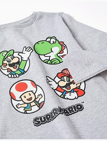 Pigiama in cotone a manica lunga con stampa Super Mario
